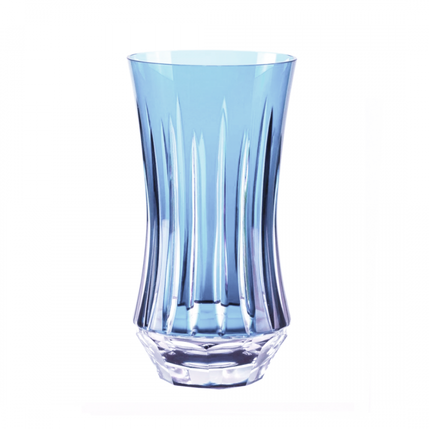 Copo De Cristal Lapidado Long Drink Vivaldi Azul Claro