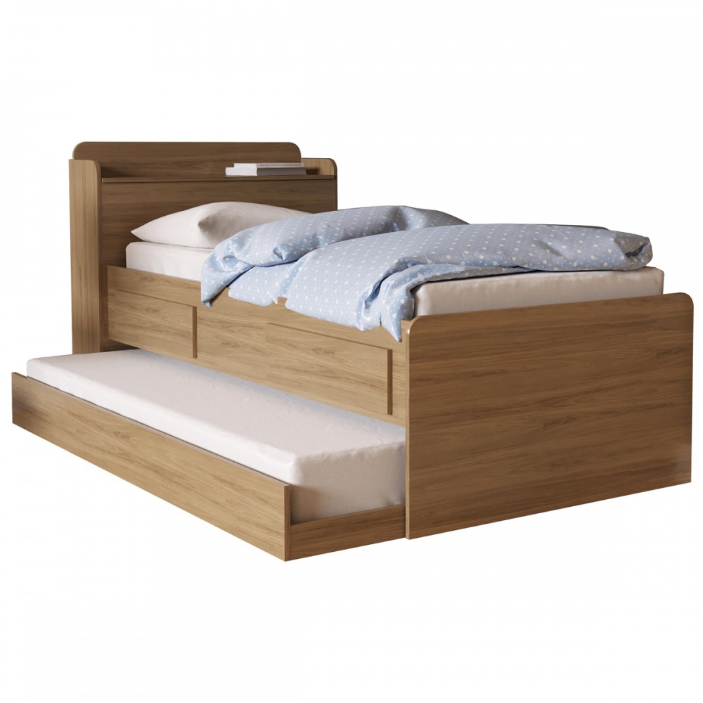 Cama De Solteiro Bibox Onix Gavetas Hanover Robel