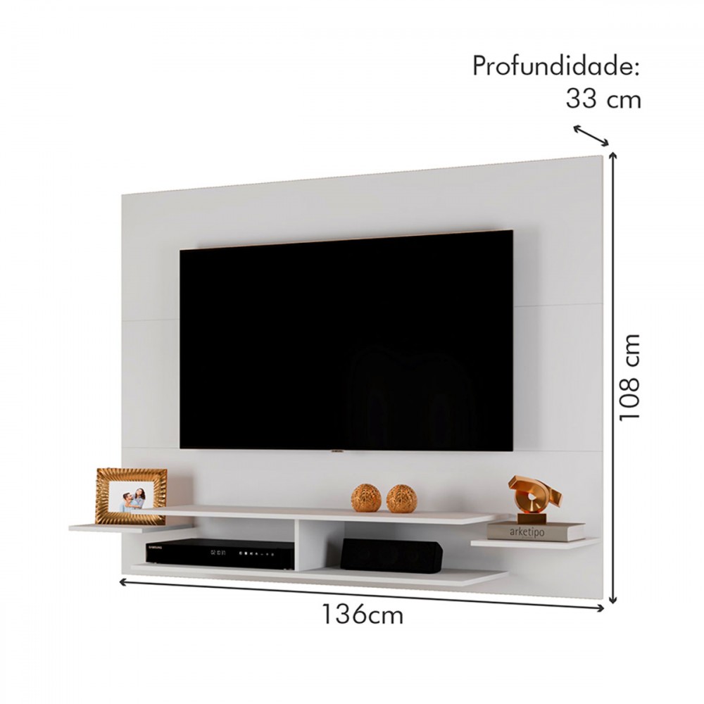 Painel para TV Até 55 Polegadas Vitoria Branco Acetinado Mavaular