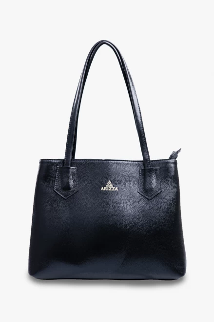 Bolsa Feminina de Ombro com 2 Divisórias em Couro Legítimo Preta