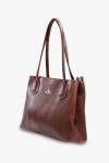 Bolsa Feminina de Ombro com 2 Divisórias em Couro Legítimo Pinhão