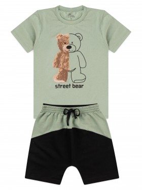 Conjunto Infantil Menino Camiseta Bermuda Street Bear