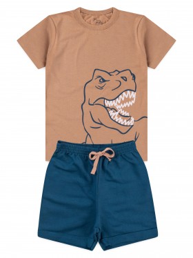 Conjunto Infantil Menino Camiseta Bermuda T Rex