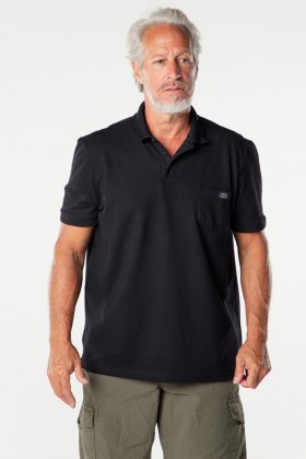 Camisa Polo Piquet Weller com Bolso, Etiqueta e Relevo - Preto