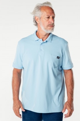 Camisa Polo Piquet Weller com Bolso, Etiqueta e Relevo - Azul Supera