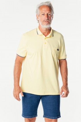 Camisa Polo em Malha Weller com Detalhes na Gola e Punho com Bolso - Amarelo