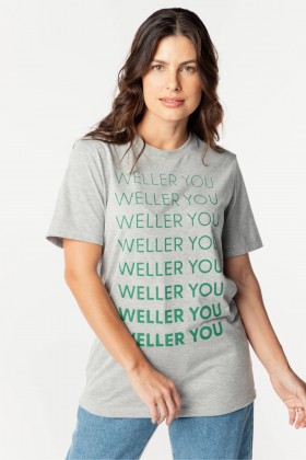 Camiseta Básica Algodão Premium Gola C - Weller You - Cinza Mescla