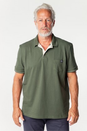 Camisa Polo Piquet Weller Jacquard Etiqueta com Bolso - Verde Thyme