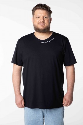 Camiseta Básica Algodão Premium - Gola C - Estampa na Gola - Preto