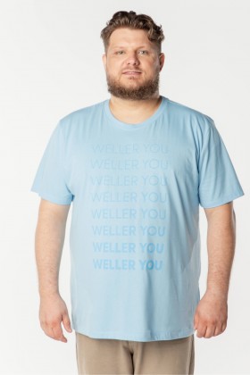 Camiseta Básica Algodão Premium - Gola C - Weller You - Azul Supera