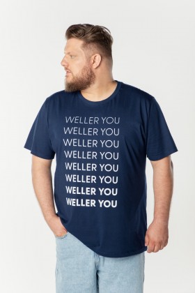 Camiseta Básica Algodão Premium - Gola C - Weller You - Azul Marinho