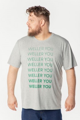 Camiseta Básica Algodão Premium Gola C - Weller You - Cinza Mescla