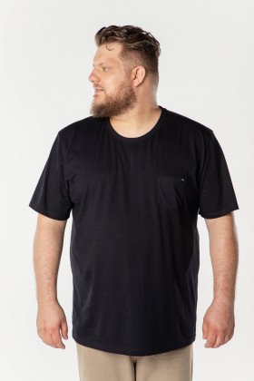 Camiseta Básica com Bolso 100% Algodão- Preto