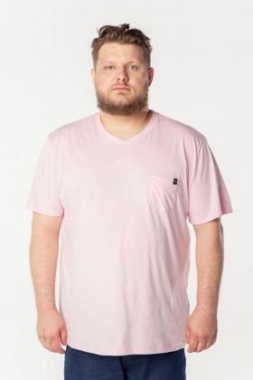 Camiseta Básica com Bolso 100% Algodão  - Rosa