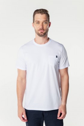 Camiseta Básica com Bolso 100% Algodão - Branco