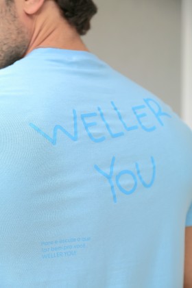 Camiseta Básica Algodão Premium - Gola C - Manifesto - Weller You - Azul Supera