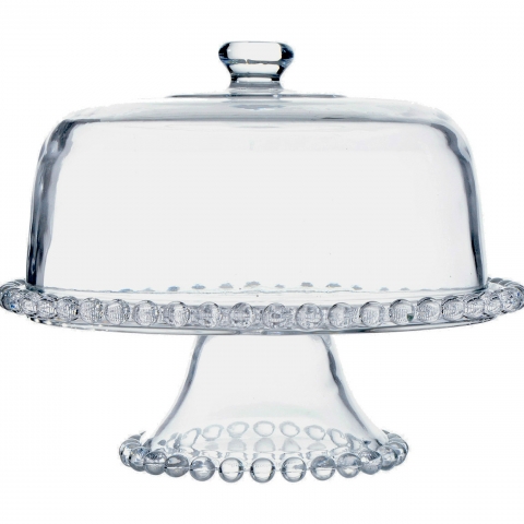 Prato P/Bolo Cristal C/Pé e Tampa Pearl