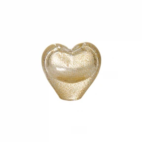 Imagem Decorativa Murano Coração Vertical Pp Cristal C/Ouro 24k