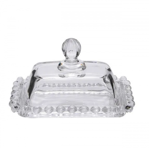 Manteigueira de Cristal Peal Bolinha Incolor