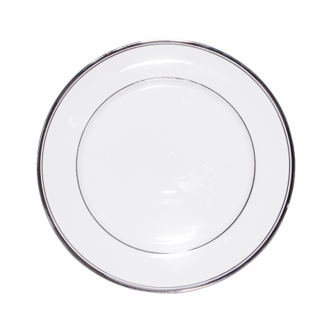 Prato Sobremesa Porcelana Versa com Filete em Prata