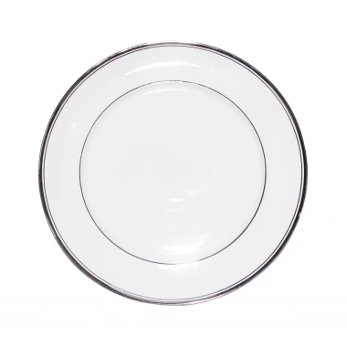 Prato Sobremesa Porcelana Versa com Filete em Prata