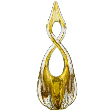 Escultura Murano Infinity G Ambar com Ouro 24k