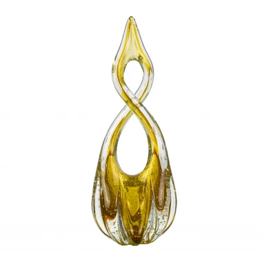 Escultura Murano Infinity M Ambar com Ouro 24k