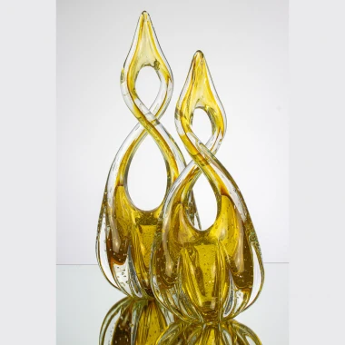 Escultura Murano Infinity G Ambar com Ouro 24k