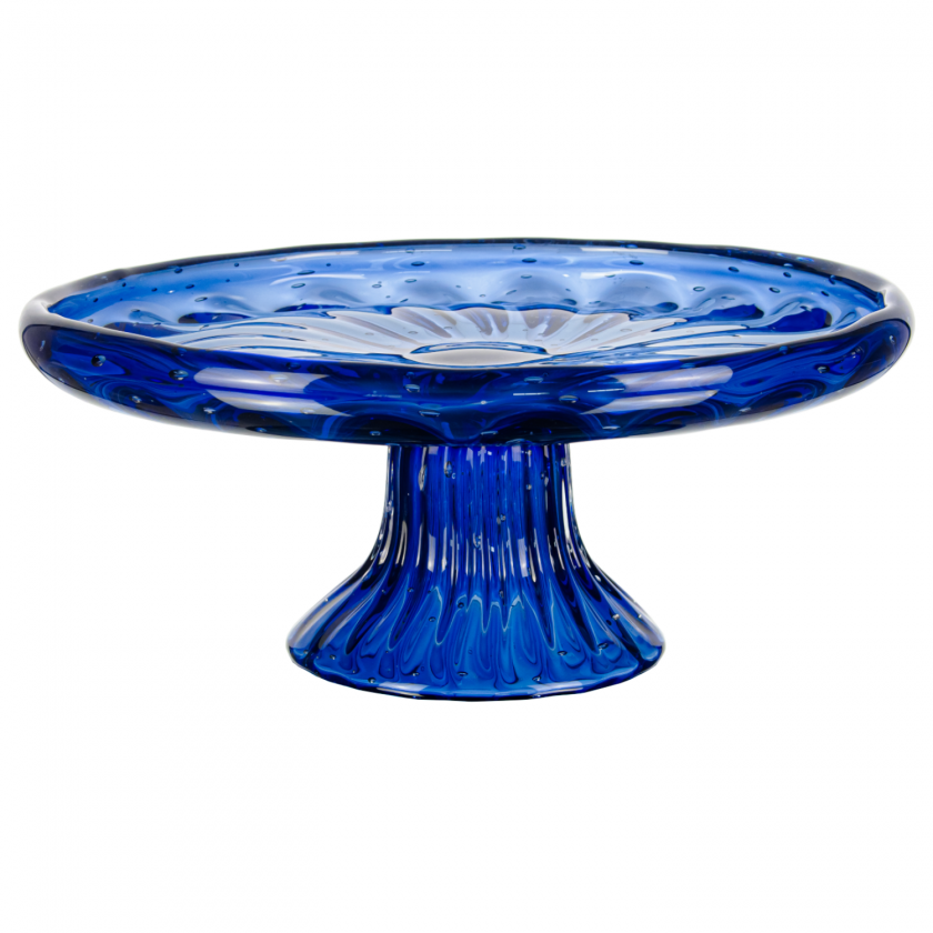 Prato P/Bolo de Murano Chloe Azul Marinho Prato P/Bolo de Murano Chloe Azul Marinho