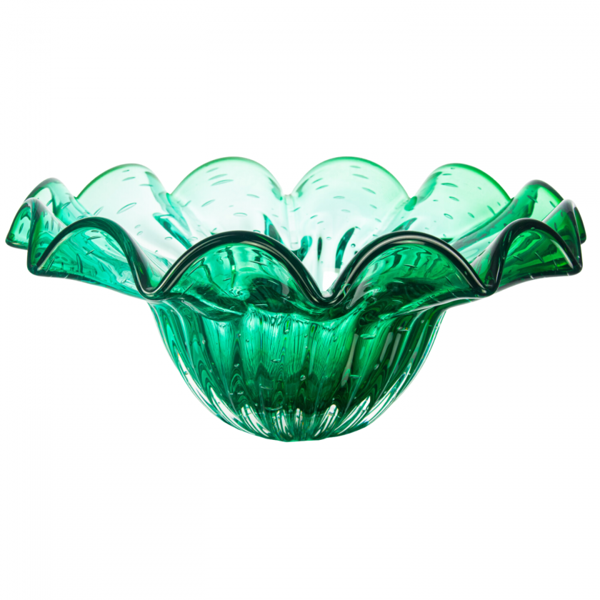 Centro de Mesa Murano Camélia Verde Folha Centro de Mesa Murano Camélia Verde Folha