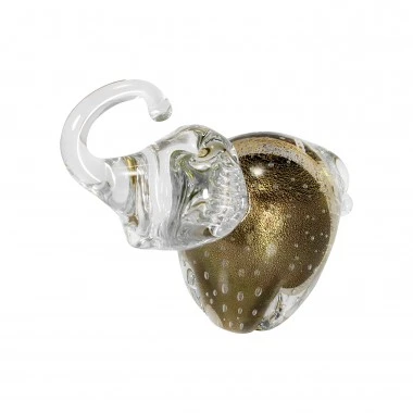 Imagem Murano Elefante Onix com Ouro 24k