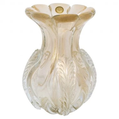 Vaso Murano Sicilia Cristal com Ouro 24k