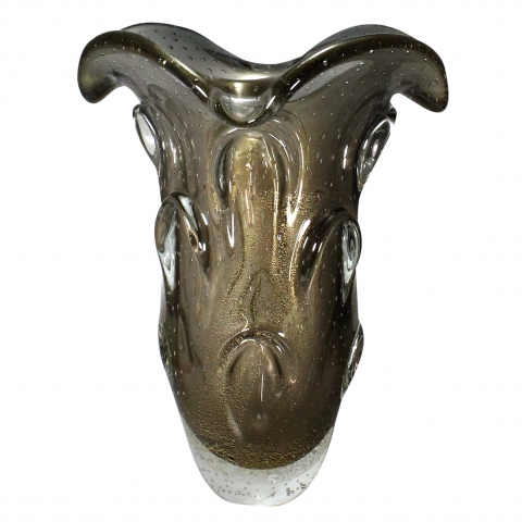 Vaso Murano Scarlet G Onix com Ouro 24k