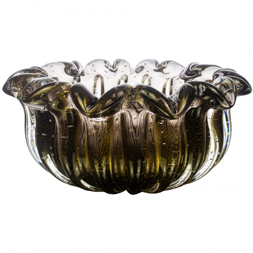 Centro de Mesa Murano Nice Onix com Ouro 24k Centro de Mesa Murano Nice Onix com Ouro 24k
