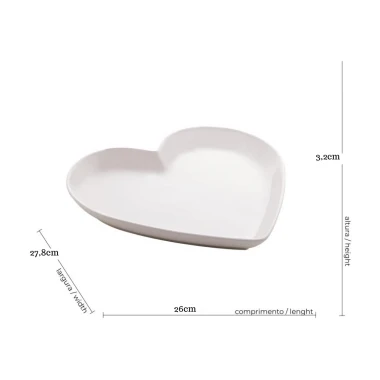 Travessa de Cerâmica Coração Branco Grande