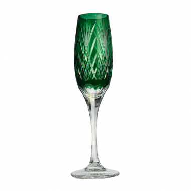 Taça Cristal Lapidado 46 P/Champagne Pineapple Verde Escuro
