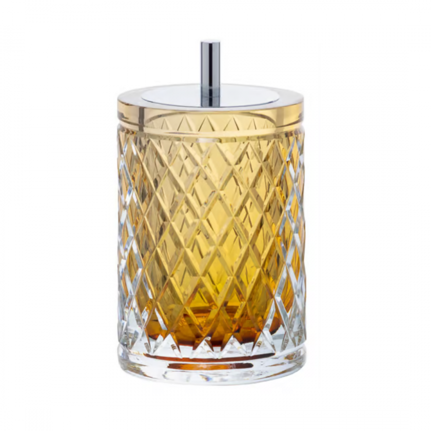 Porta Algodão Murano Lush Ambar e Prata Porta Algodão Murano Lush Ambar e Prata