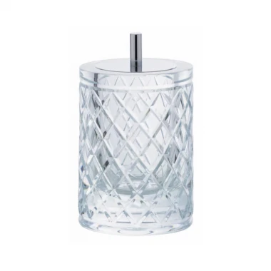 Porta Algodão Murano Lush Cristal e Prata