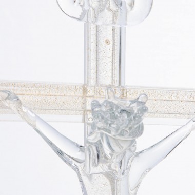 Crucifixo  Murano Cristal com Ouro 24k