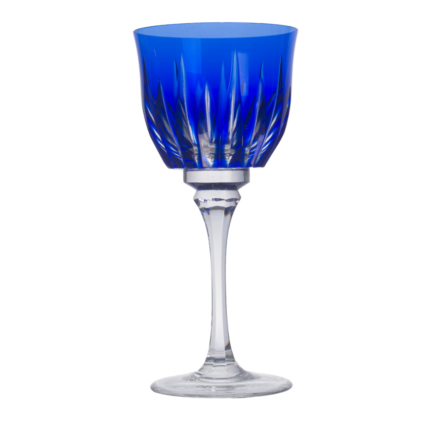 Taça de Cristal Lapidado 66 P/Vinho Tinto Azul Escuro Taça de Cristal Lapidado 66 P/Vinho Tinto Azul Escuro