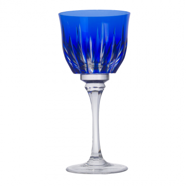 Taça de Cristal Lapidado 66 P/Vinho Tinto Azul Escuro