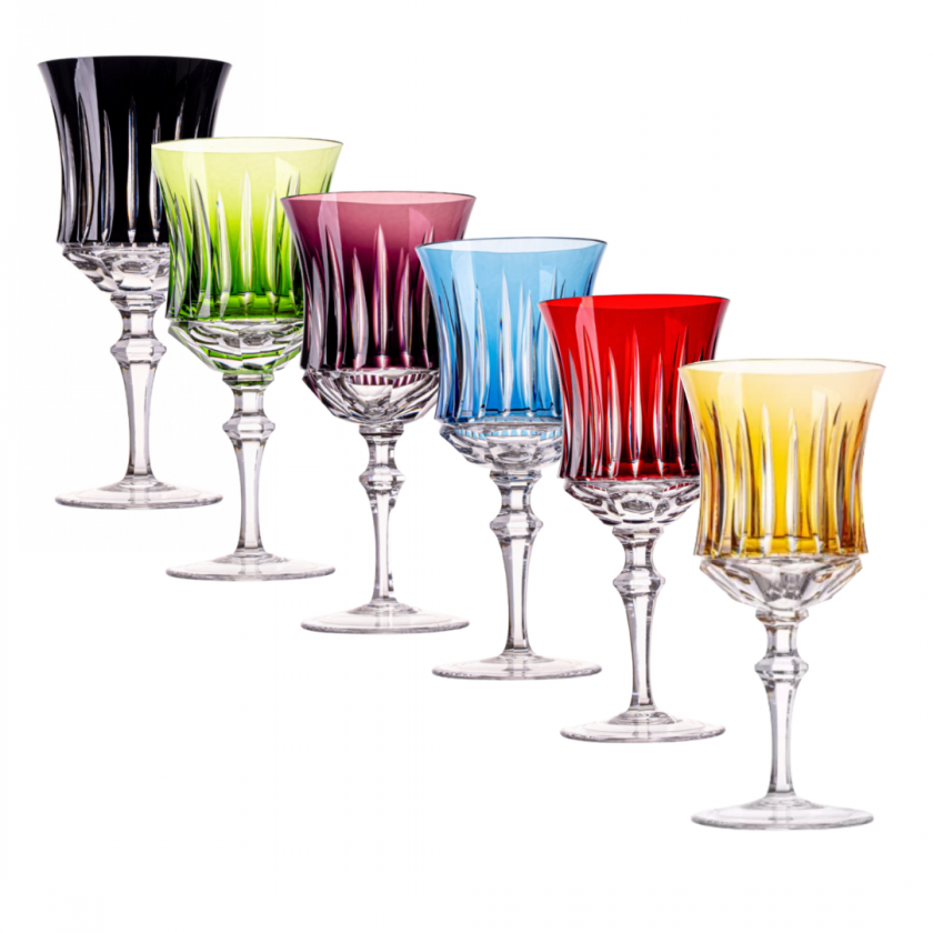 Kit 6 Taças Cristal Lapidado 66 P/Vinho Tinto Colorida Kit 6 Taças Cristal Lapidado 66 P/Vinho Tinto Colorida