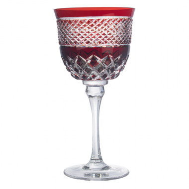 Taça Cristal Lapidado 78 P/água Vermelho