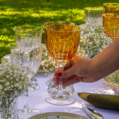 Taça de Cristal Lapidado 66 P/Vinho Tinto Amarelo
