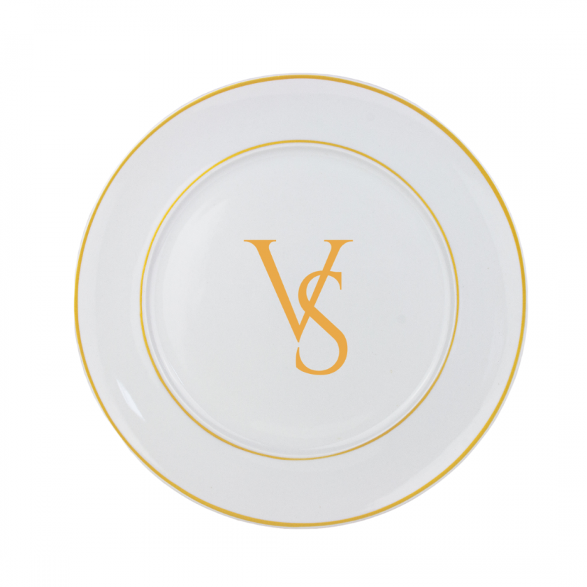 Kit 6 Pratos Sobremesa de Porcelana Iniciais Personalizadas Dourado Kit 6 Pratos Sobremesa de Porcelana Iniciais Personalizadas Dourado