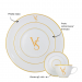 Kit 6 Pratos Sobremesa de Porcelana Iniciais Personalizadas Dourado