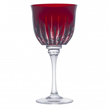 Taça de Cristal Lapidado 66 P/Agua Vermelho