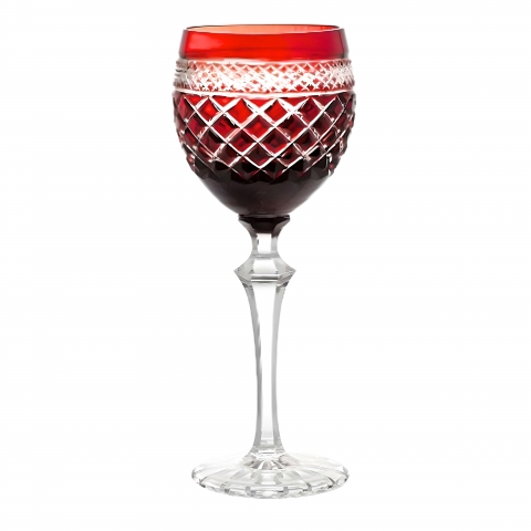 Taça Cristal Lapidado 79 P/água Vermelho 450ml