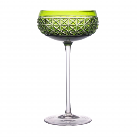 Taça de Cristal Lapidado Coupe 04 - 200ml Verde Claro