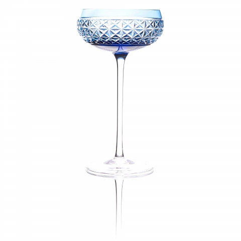 Taça de Cristal Lapidado Coupe 04 - 200ml Azul Claro